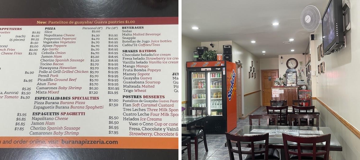 Burana Pizzeria Cubana Menu