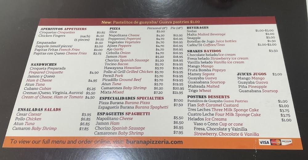 Burana Pizzeria Cubana Menu image 4